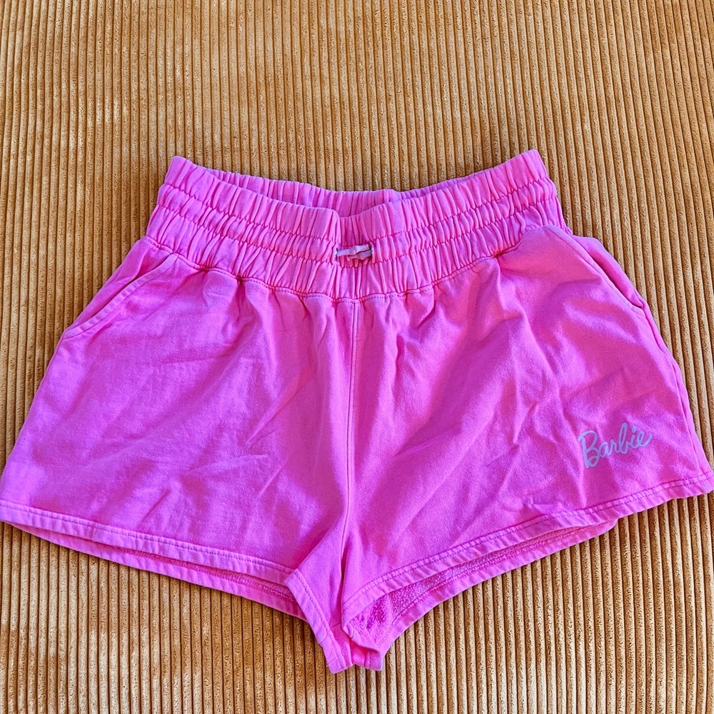 Barbie Brand Pink high waisted Cotton shorts Worn once Trademark Barbie